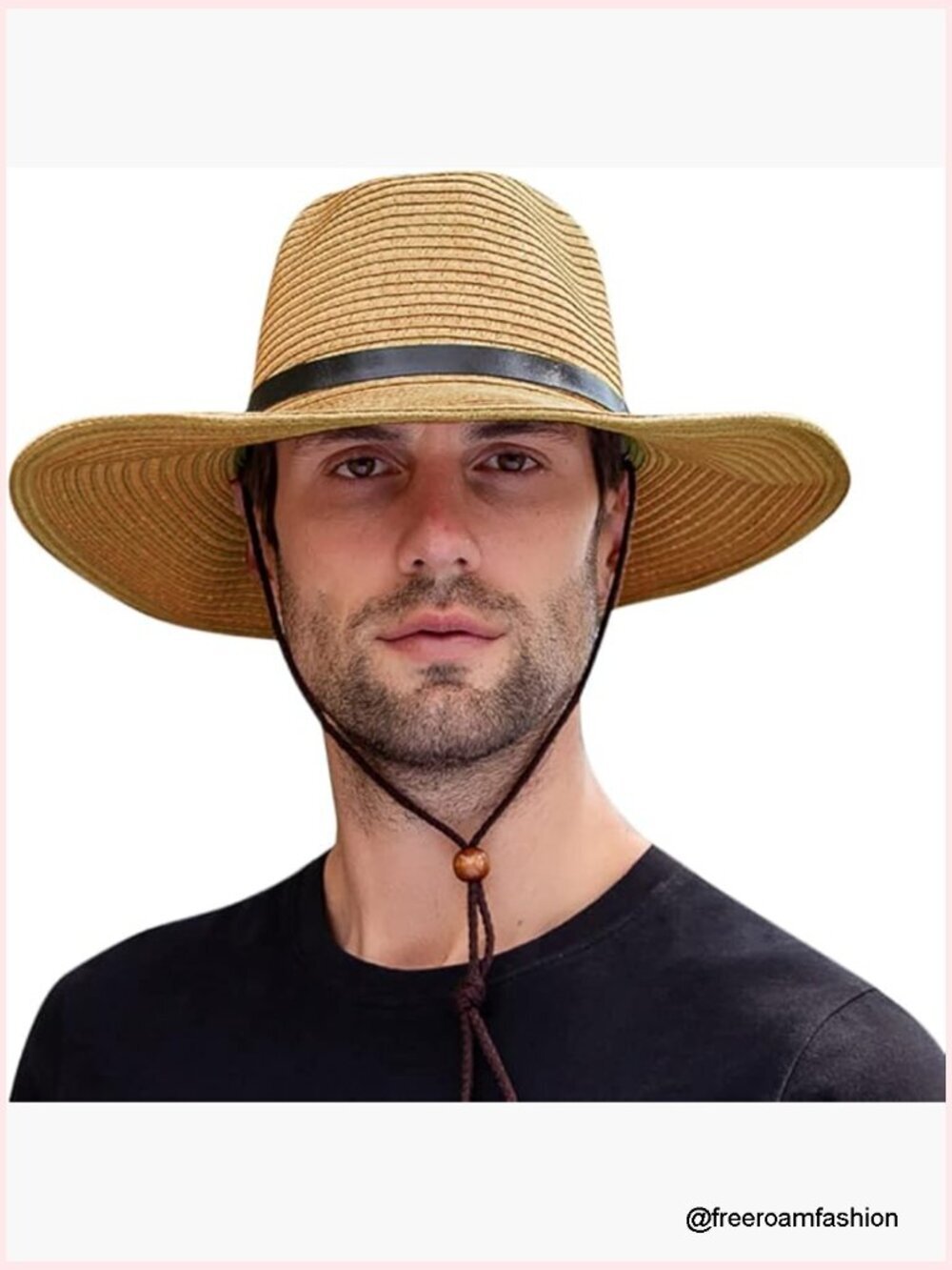 Straw Cowboy Hat Wide Brim Sun Hat Floppy Panama Fedora Beach Cap Adjustable